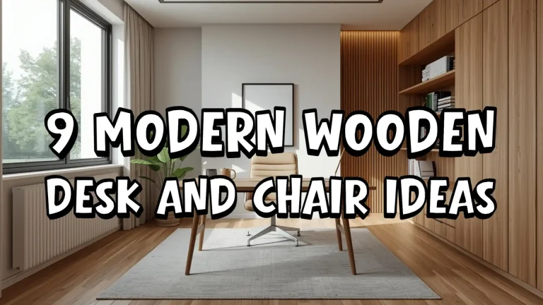 Modern wooden desk and chair setup in a stylish home office with natural lighting and minimalist decor