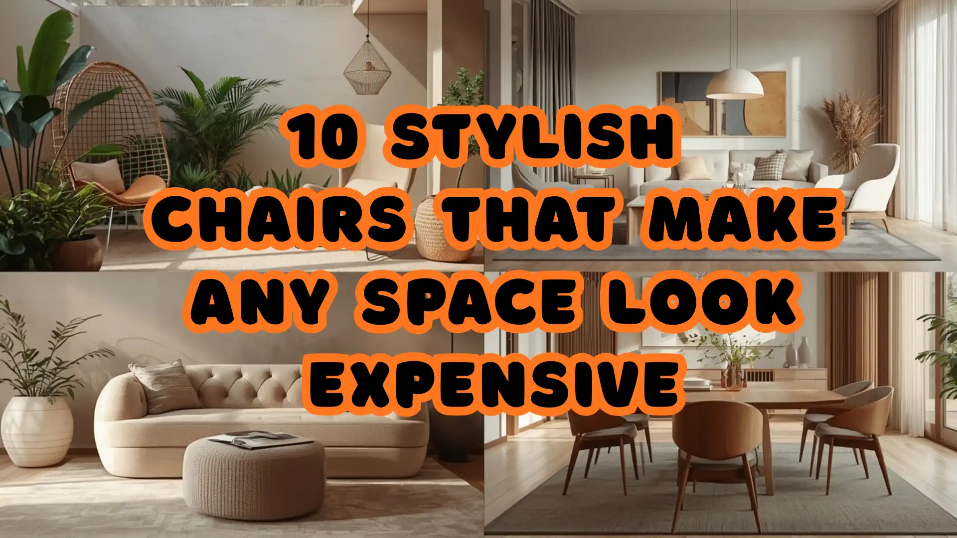 Luxury modern interior design collage featuring stylish chairs that make any space look expensive and elegant